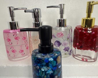 Resin soap or lotion dispenser in unique designs