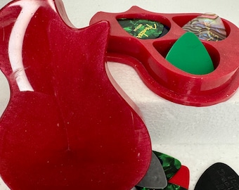Resin guitar shaped pick holder