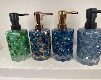 Resin soap or lotion dispenser in unique designs