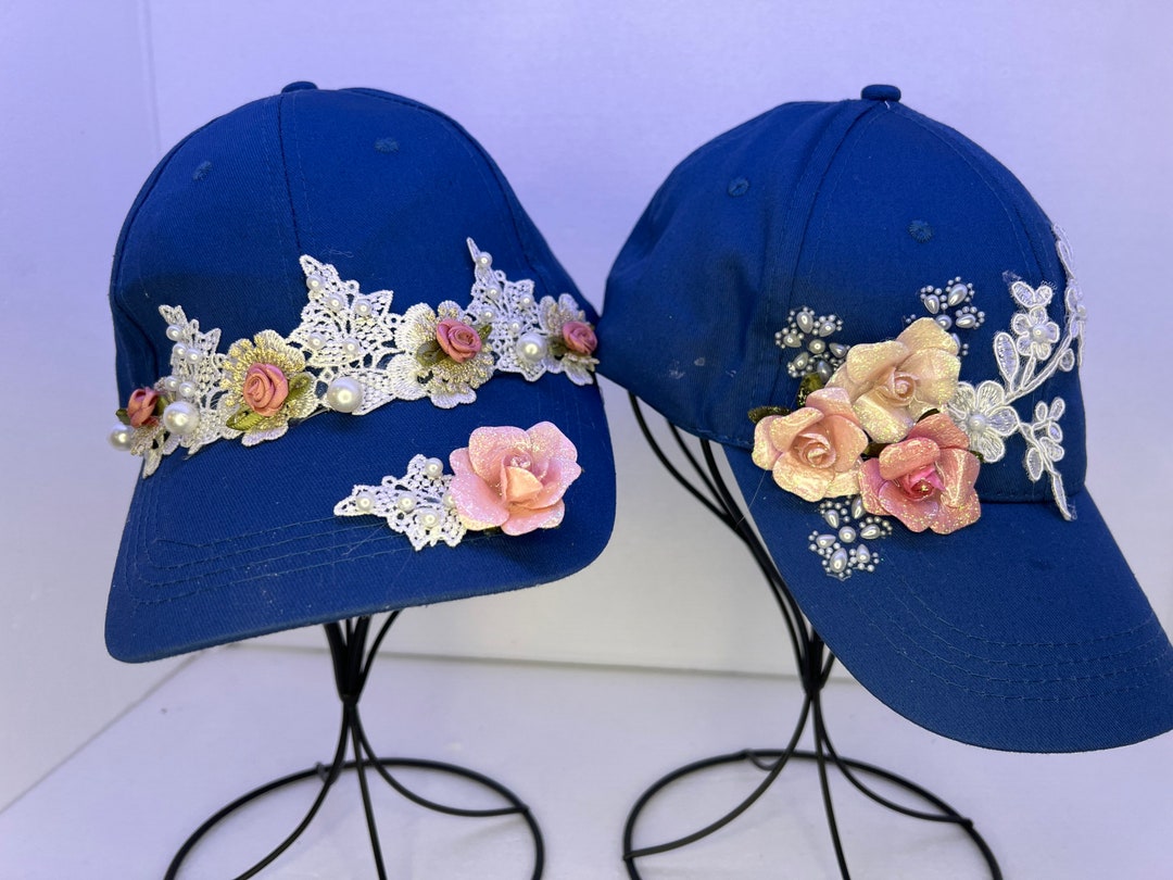 Womens Lace and Flower Baseball Caps Etsy