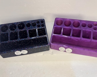 Varied Colored Resin Makeup Holder: Brush & Lipstick Organizer