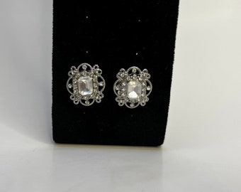 Rectangular Victorian rhinestone earrings