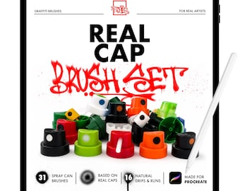 Procreate Graffiti Brush Pack: Real Caps, Spray Paint Effects (Digital Download)