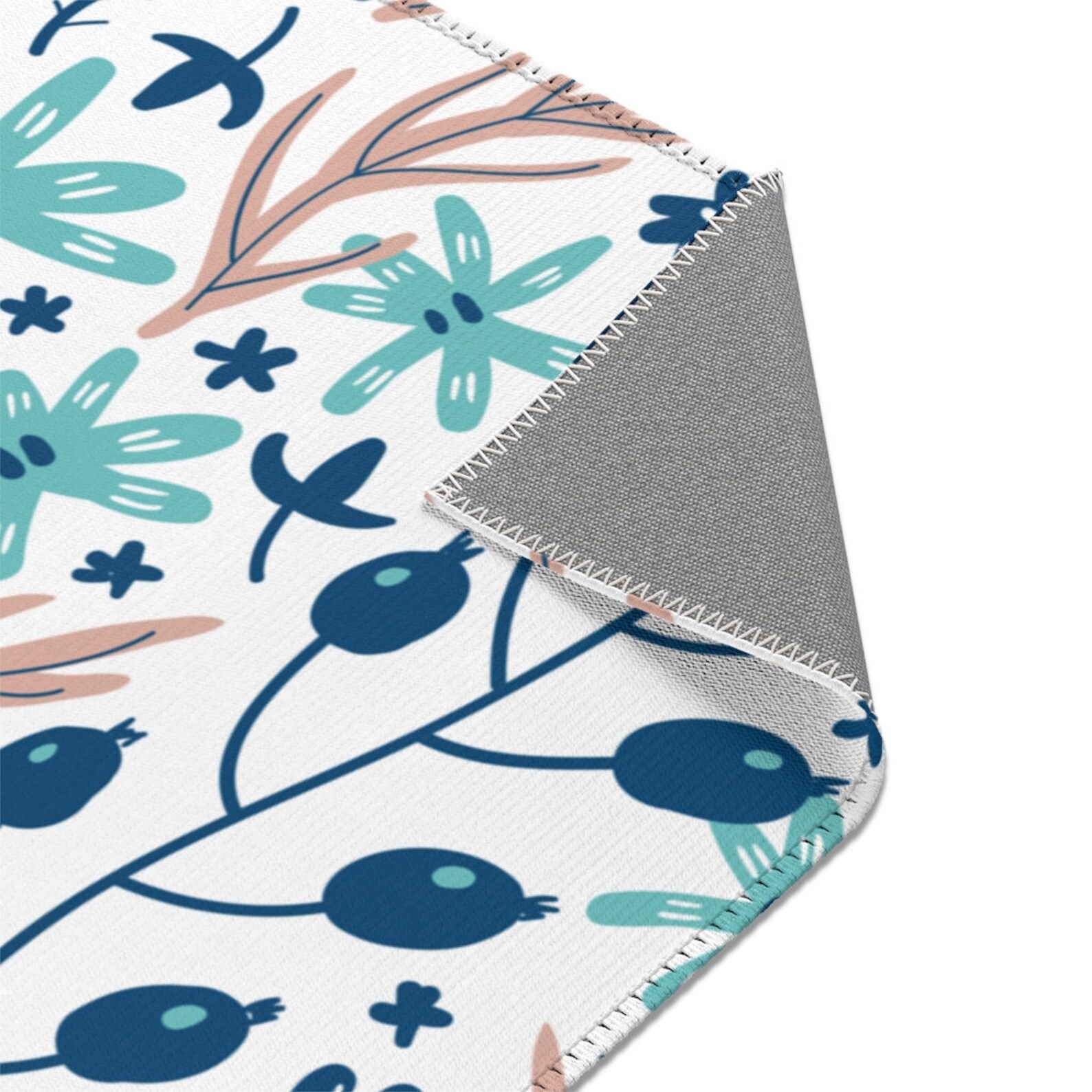 Blue and pink flowers area rug flower rug rugs girly Etsy