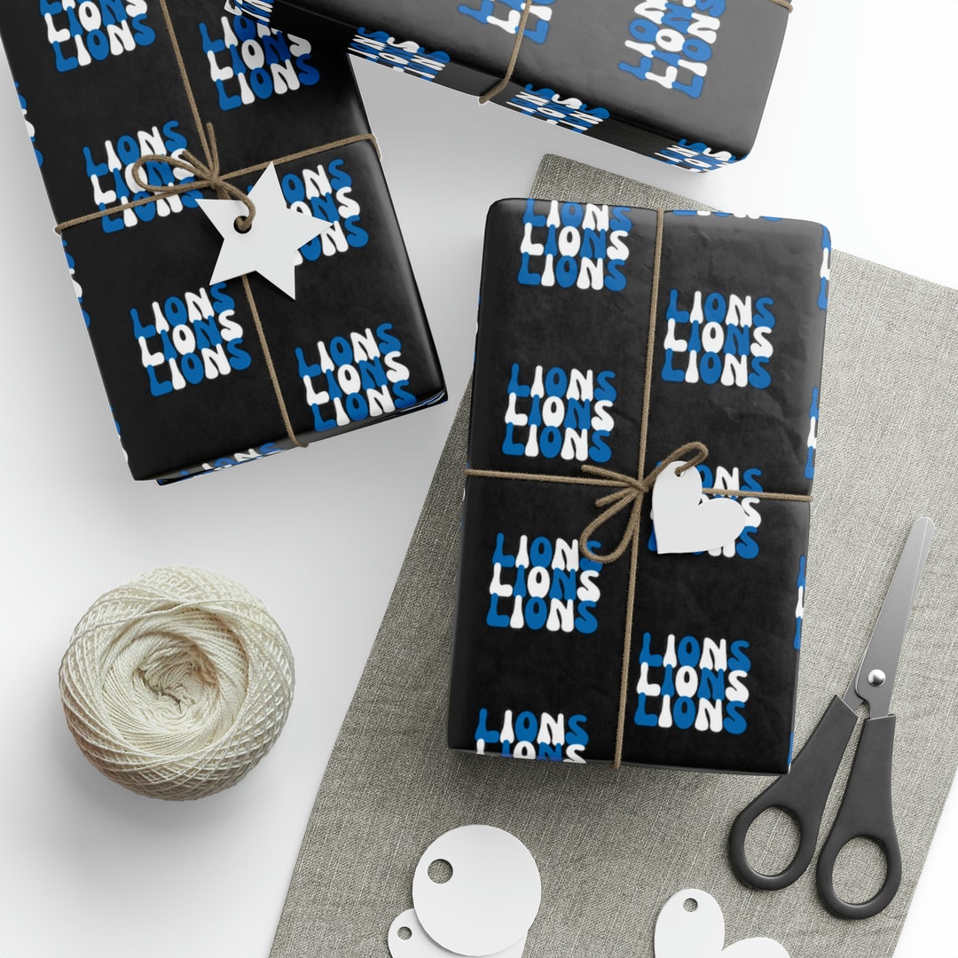 Custom Wrapping Paper, Detroit Football Inspired Wrapping Paper, Lions