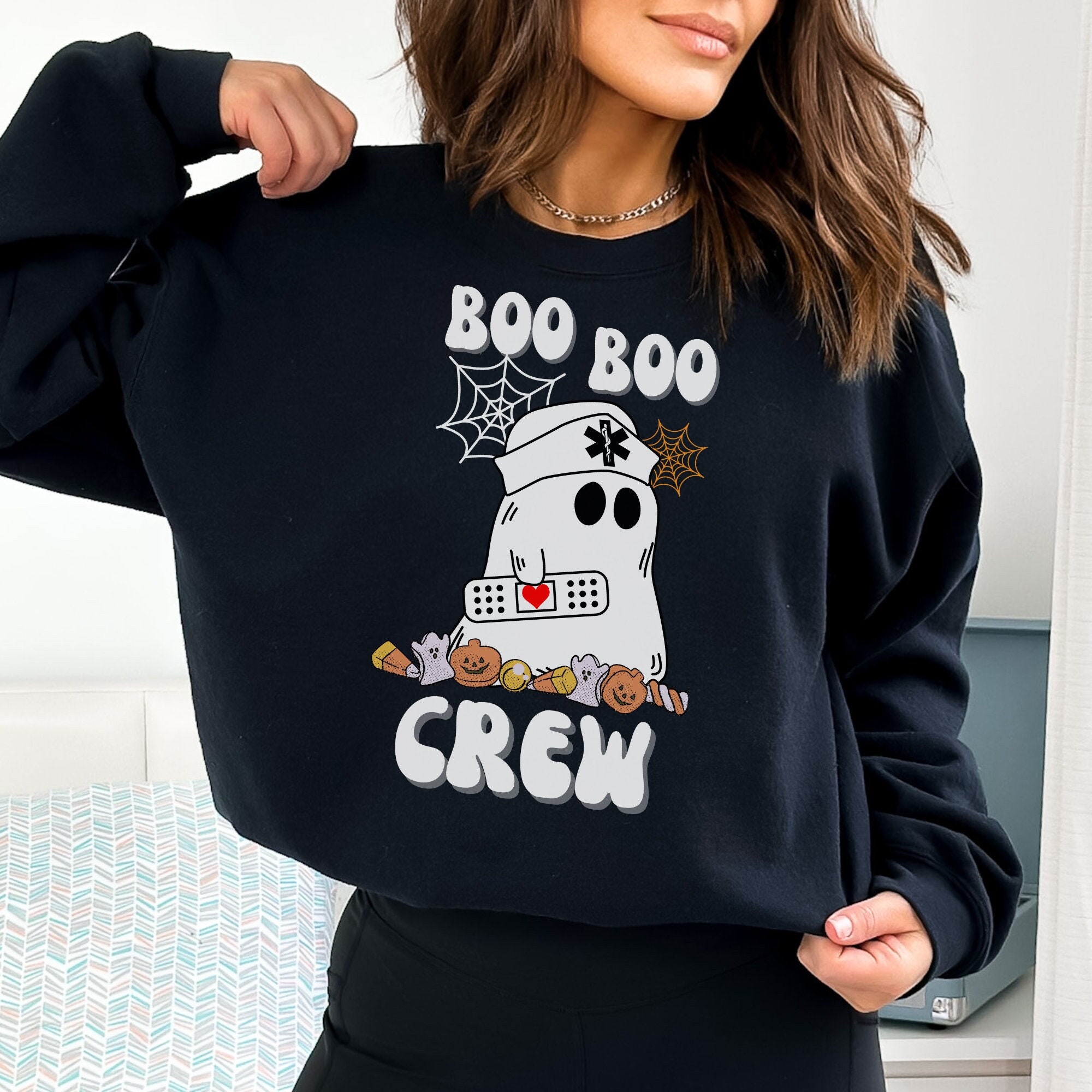 Boo Crew Sweatshirt, Registered Nurse Halloween Shirt, Comfort Colors Fall Sweatshirt, Halloween Nurse Sweatshirt, Funny Halloween Hoodie Hanoiaura Hoodies V2