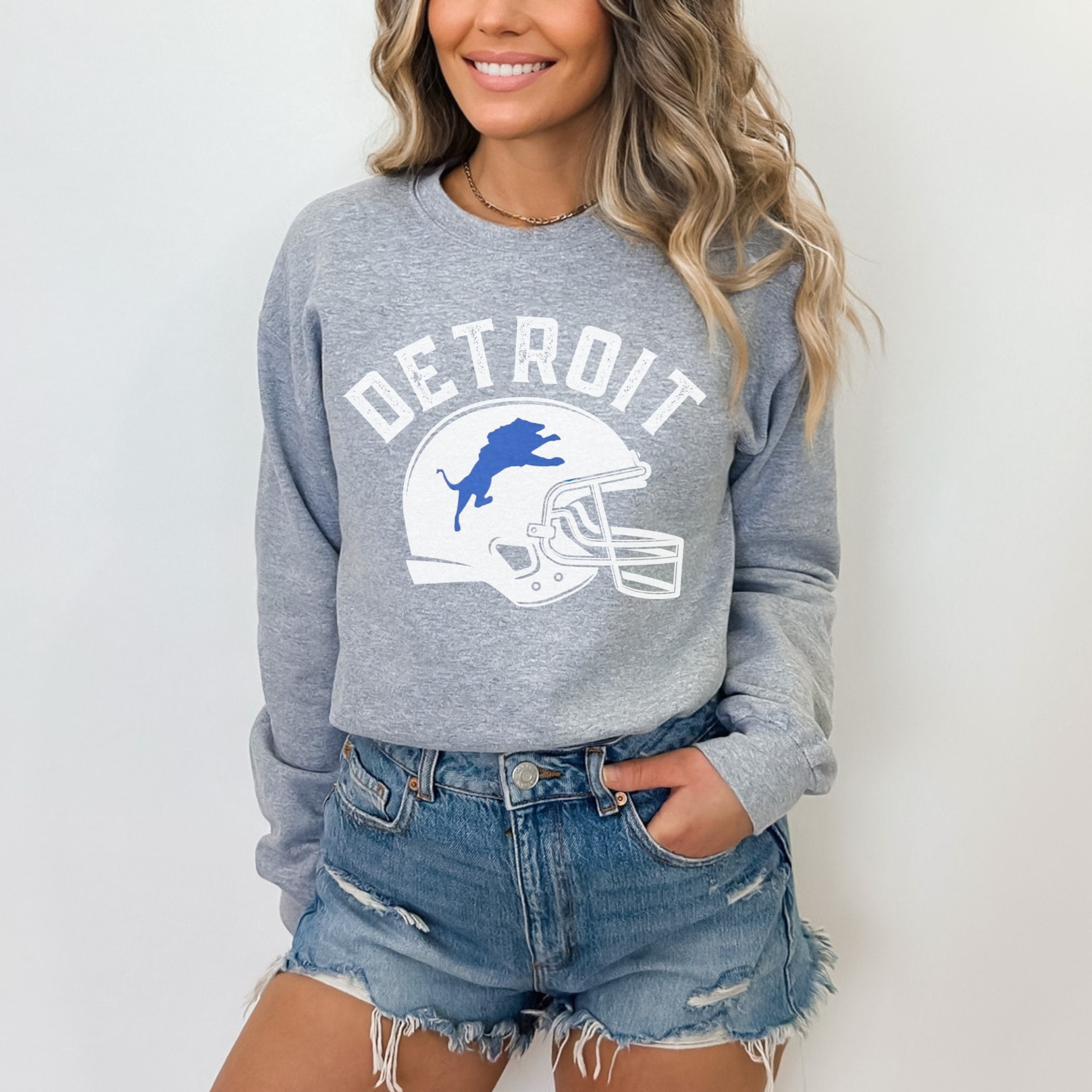 Detroit lions crew clearance sweatshirt