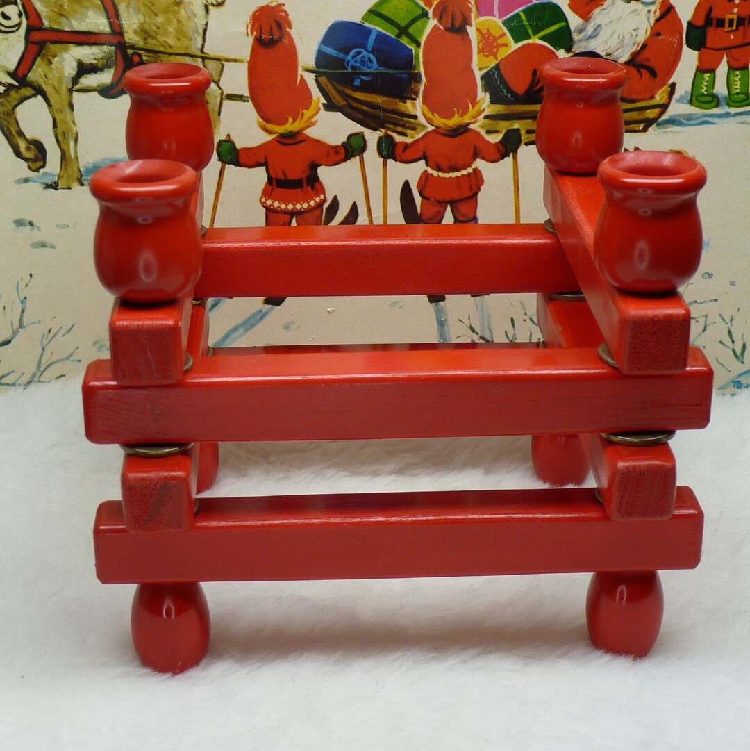 Wooden Swedish Candle Holder Advent Candelabra Christmas Etsy