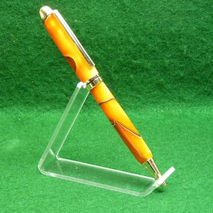 Stylo de luxe en acrylique doré torsadé - Cadeau d'entreprise élégant avec une boîte en bois personnalisée