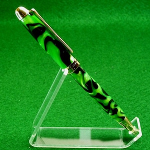 Luxury Gold Twist Pen: Green Acrylic Mont Blanc-Inspired Writing Tool