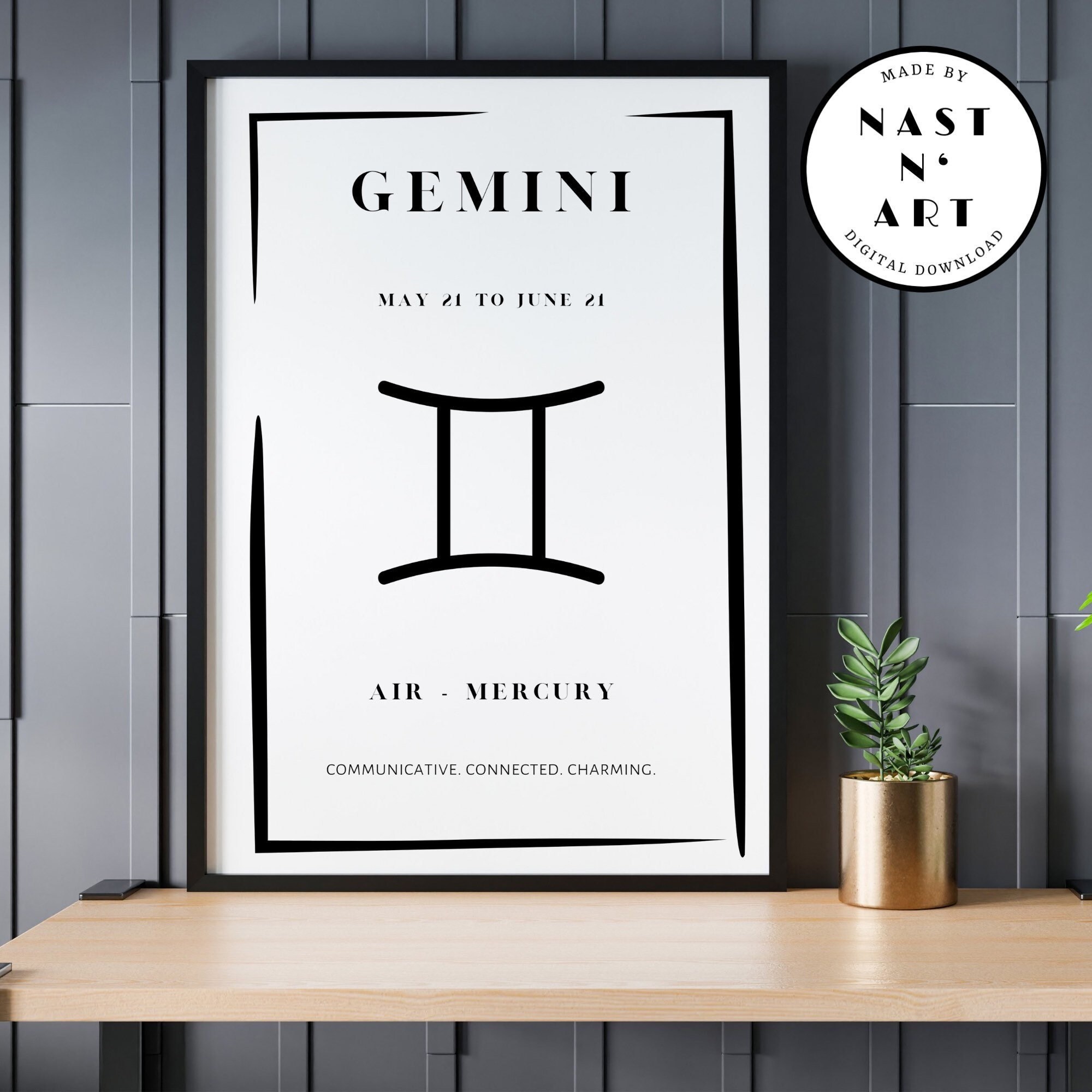 Prints Wall Décor Home Décor Gemini Wall Art Astrology Zodiac Printable