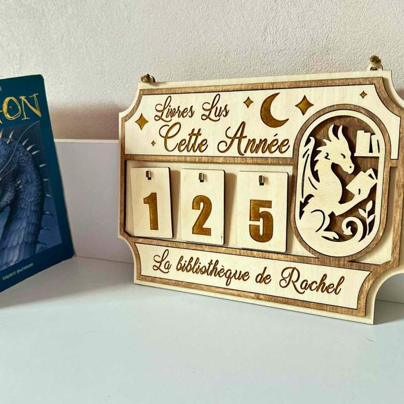 Personalized Wooden Book Tracker – Books Read Counter, Library Decor for Book Lovers image 4