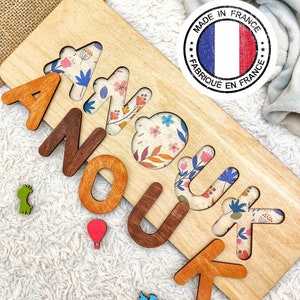 puzzle / wooden first name puzzle / customizable wooden puzzle / child puzzle / made in France / baptism / birth / baby / boy / girl