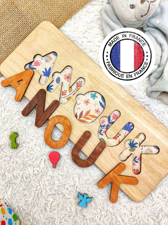 Puzzle / Puzzle Prénom En Bois / Puzzle Bois Personnalisable / Puzzle Enfant  / Made in France / Baptême/ Naissance / Bébé / Garçon/ Fille 