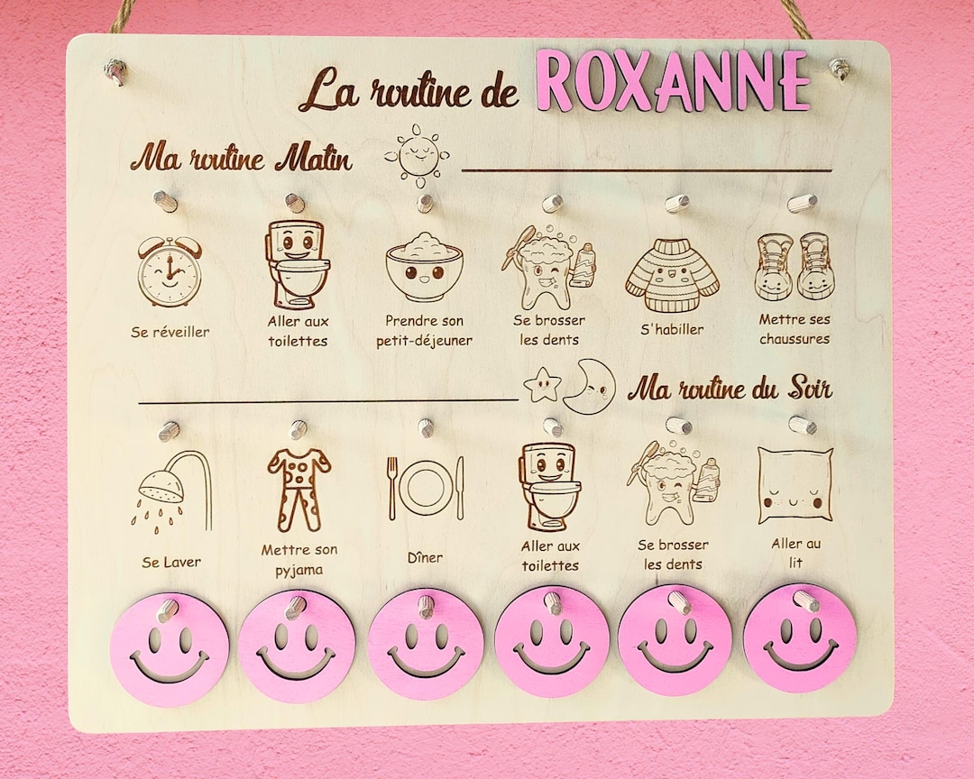 Kids Pictogram Routine Wooden Daily Routine for Children – Montessori Morning & Evening Chart ...