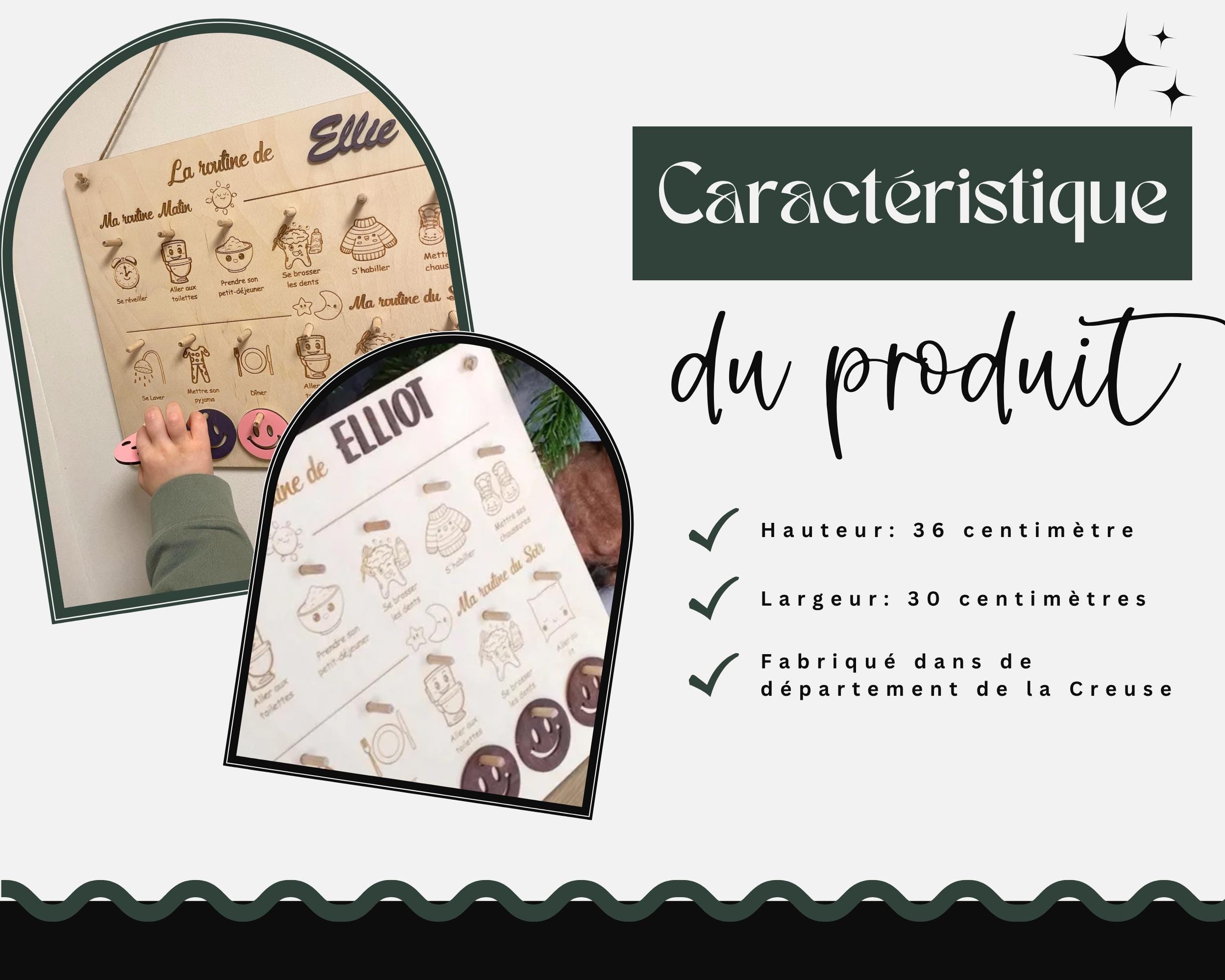 Tableau en Bois des Routines Quotidiennes, Habitudes du Matin et du Soir pour Enfants, Style Montessori personnalisé - France
