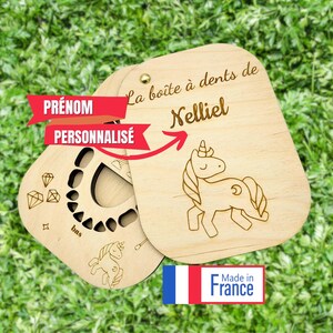 Scatola porta-denti da latte per bambini con incisione personalizzata, fatina dei denti, denti da latte per bambini, denti da latte, unicorno