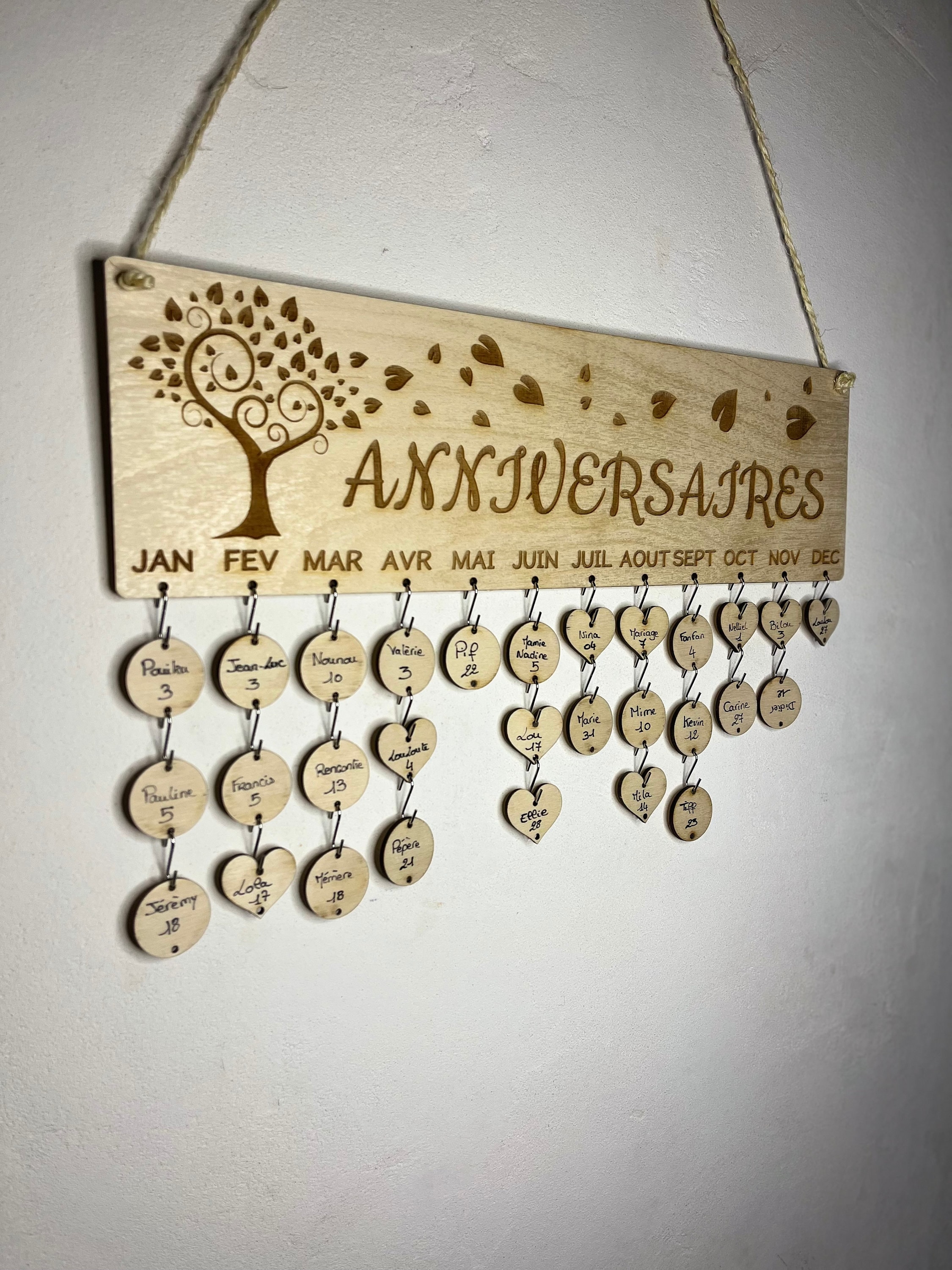 Calendrier 2022 - Calendrier Mural Bois Perpétuel Anniversaire Enfant
