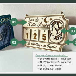 Personalized Wooden Book Tracker – Books Read Counter, Library Decor for Book Lovers image 9