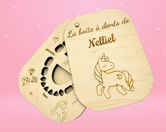 Boîte à dents de lait pour enfants avec gravure personnalisée, passage de la petite souris, dents de lait enfant, dents de lait, licorne