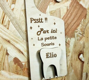 Porte-Crochet De La Petite Souris En Bois - Avec Sac Pour Dents De Lait - Souvenir Enfant, Décoration Porte - Cadeau Fille Garçon