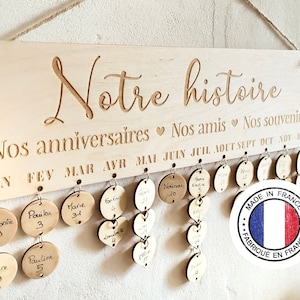 Calendrier 2024 Calendrier mural Calendrier Bois Calendrier perpétuel anniversaire Calendrier enfant notre histoire