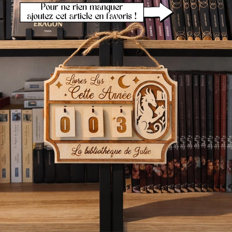 Personalized Wooden Book Tracker – Books Read Counter, Library Decor for Book Lovers image 2