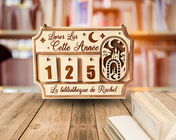 Book tracker personnalisé en bois – Compteur de livres lus, suivi de lecture décoratif