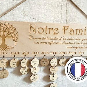 2024 Calendar Wall Calendar Wooden Calendar Perpetual Birthday Calendar Children's Calendar notre famille