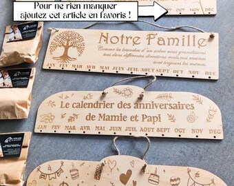 Calendrier Mural En Bois Family & Friend - Plaque Mémoire Anniversaire Avec Étiquettes - Cadeau Idéal