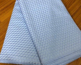 Tela de encaje de voile suizo: algodón bordado azul, 5 yardas