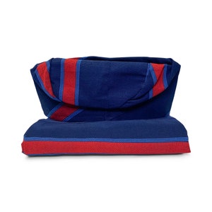 Vintage red blue multicolored Aso Oke Gele Ipele Men Hat or Fila for Yoruba Festivals, Fabric for Brides, African Weddings. We Ship Next Day