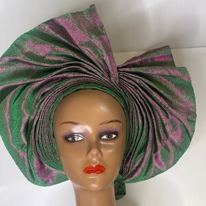 Autogele Aso oke Fabric Gele Headwrap | Ready to Wear Autogele for Women | African Traditional | Nigerian Wedding Headgear we ship next day