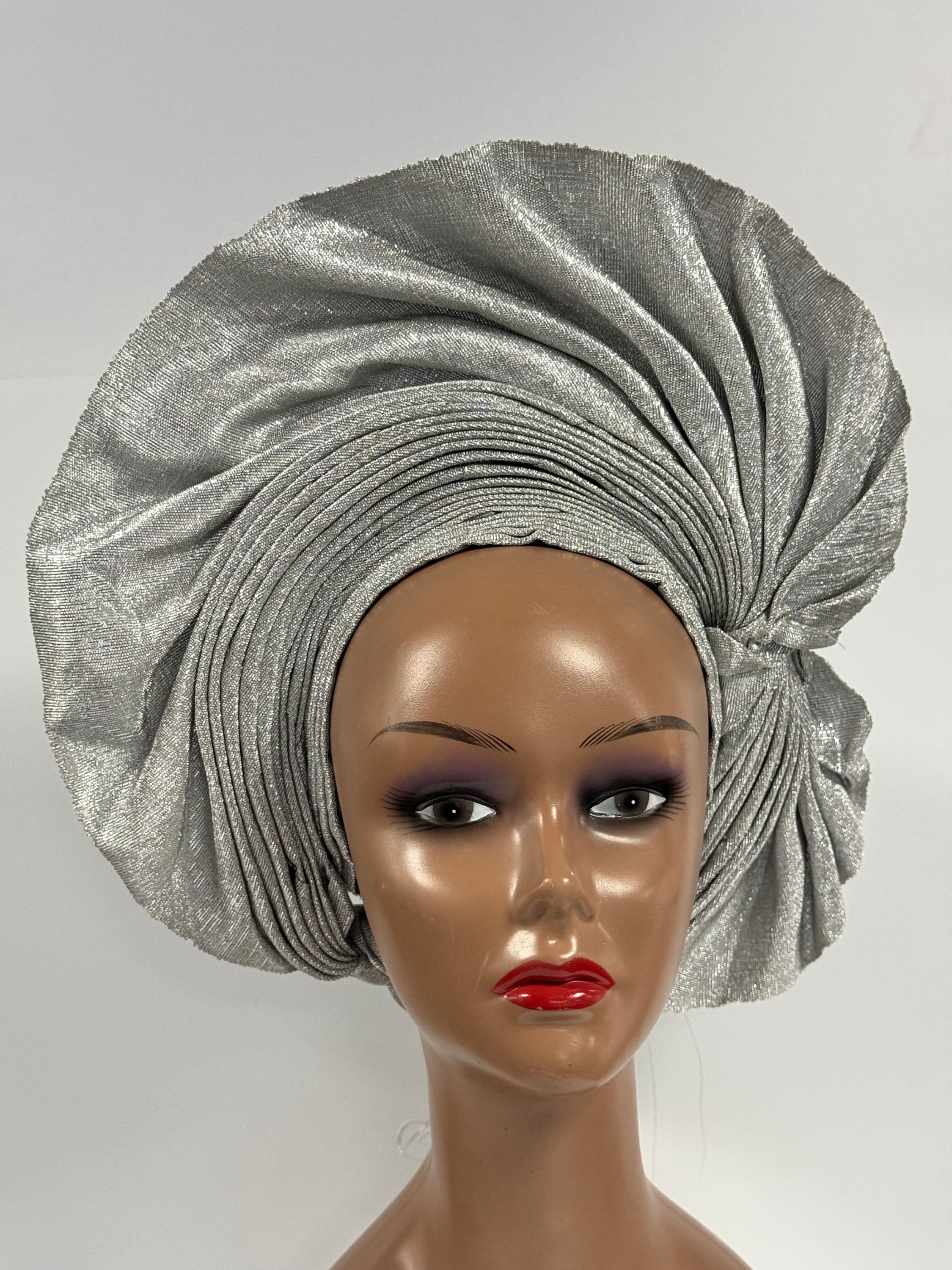 Silver Aso Oke Auto Gele – Pre-tied Nigerian Headwrap - Etsy 