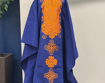 Traje tradicional nigeriano de luxo para noivo, Agbada bordado, para casamento.