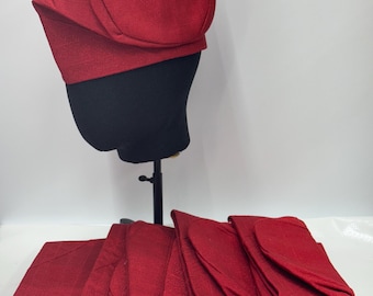 Red Aso Oke Yoruba Fila Cap – Handwoven Nigerian Men’s Traditional Hat