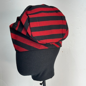 Rot schwarze afrikanische Headwrap Turban Cap | Ankara Print Mütze für Frauen | Dehnbares Headwrap für natürliches Haar