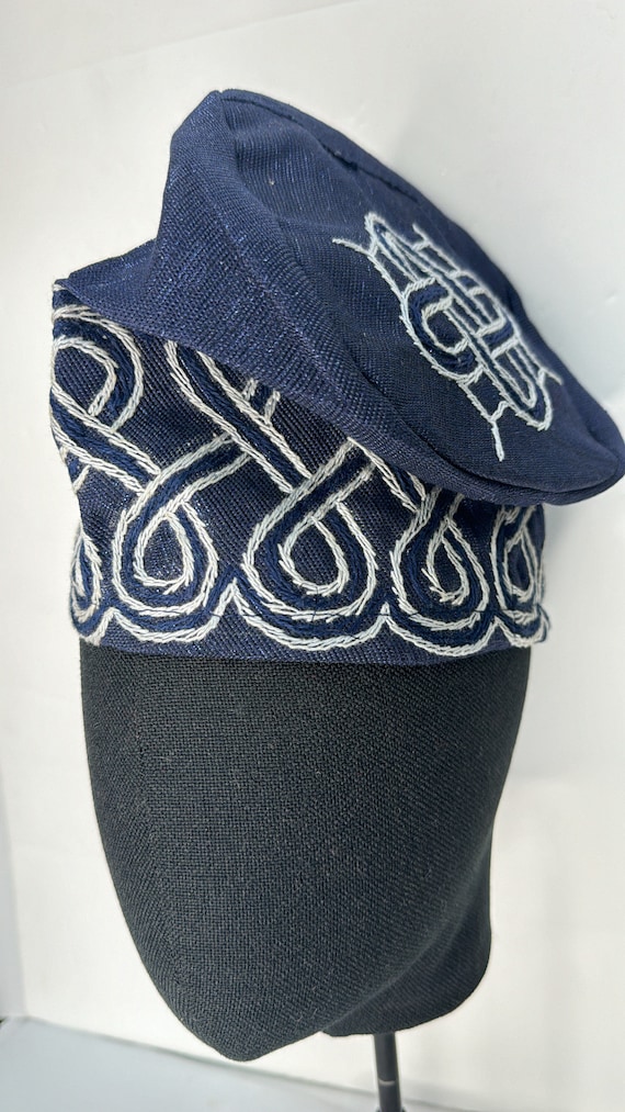 Navy Blue Fila Cap Yoruba Men’s Embroidered Wedding Hat Nigerian  Traditional Groom Cap