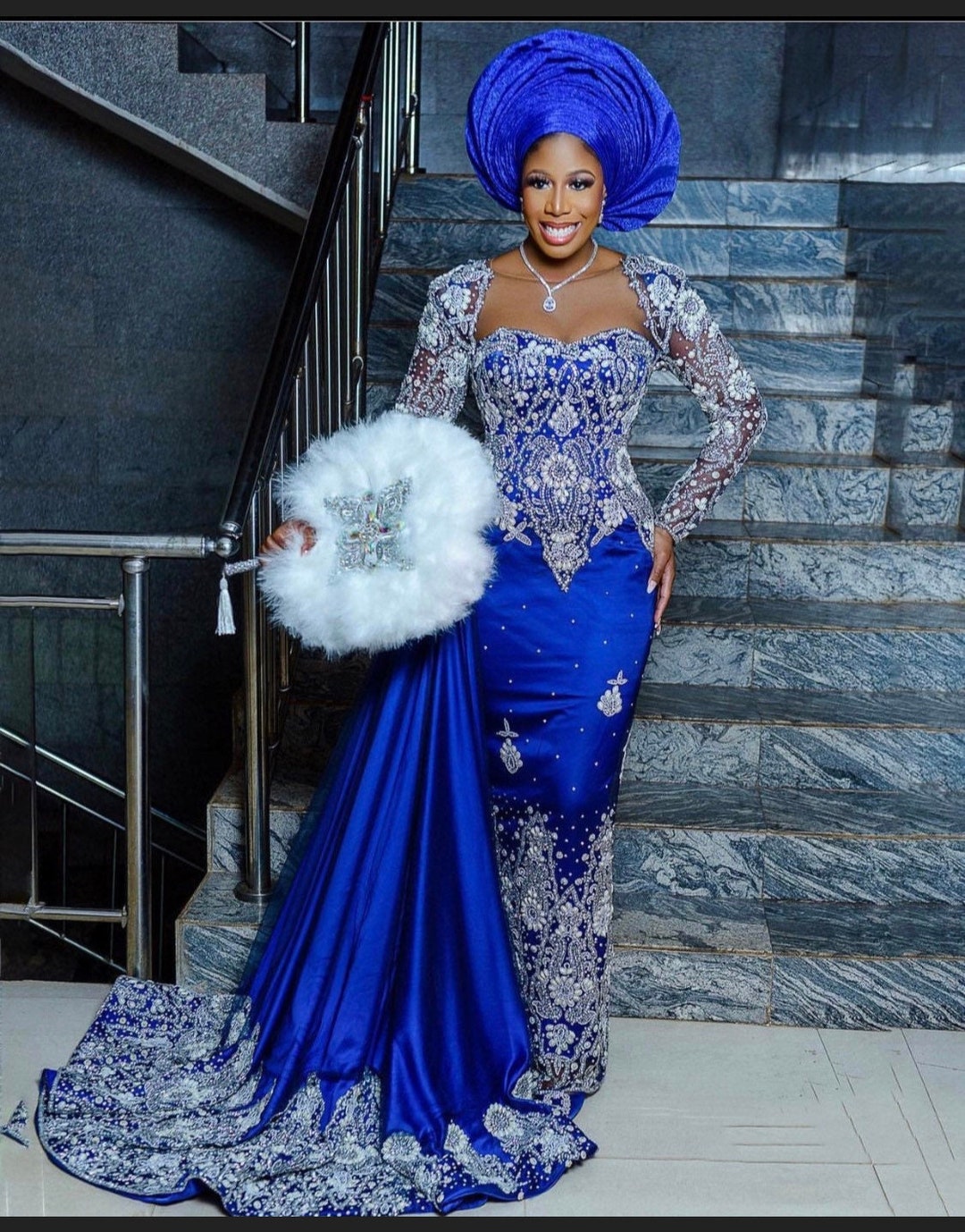 royal blue wedding dresses for bride Amira Navy Satin Embroidered Mini Dress