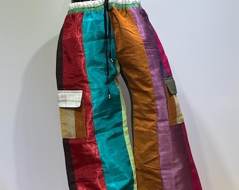 Aso Oke Festival Cargo Pants – Handmade African Print Unisex Streetwear | Ankara Baggy Trousers