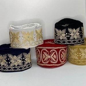 Igbo Ozo Cap: African Men&#39;s Beaded Velvet Hat