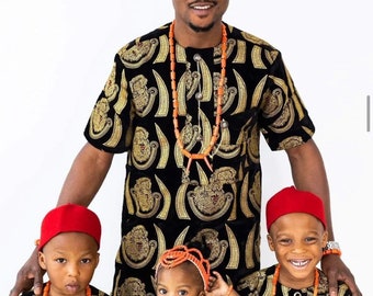 Velvet Isiagu Fabric, Igbo Chieftaincy traditional attire for African Traditional wedding clothing, ISI agu Men Top, pullover shirt, dashiki