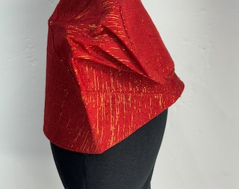 Red Fila Cap with Gold Thread  Yoruba Men’s Traditional Hat for Weddings & Ceremonies