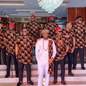 Isi Agu Lion Head African Men’s Shirt | Igbo Traditional Attire | Isi Agu Top | Groomsmen Outfit | Igbo Wedding Aso Ebi