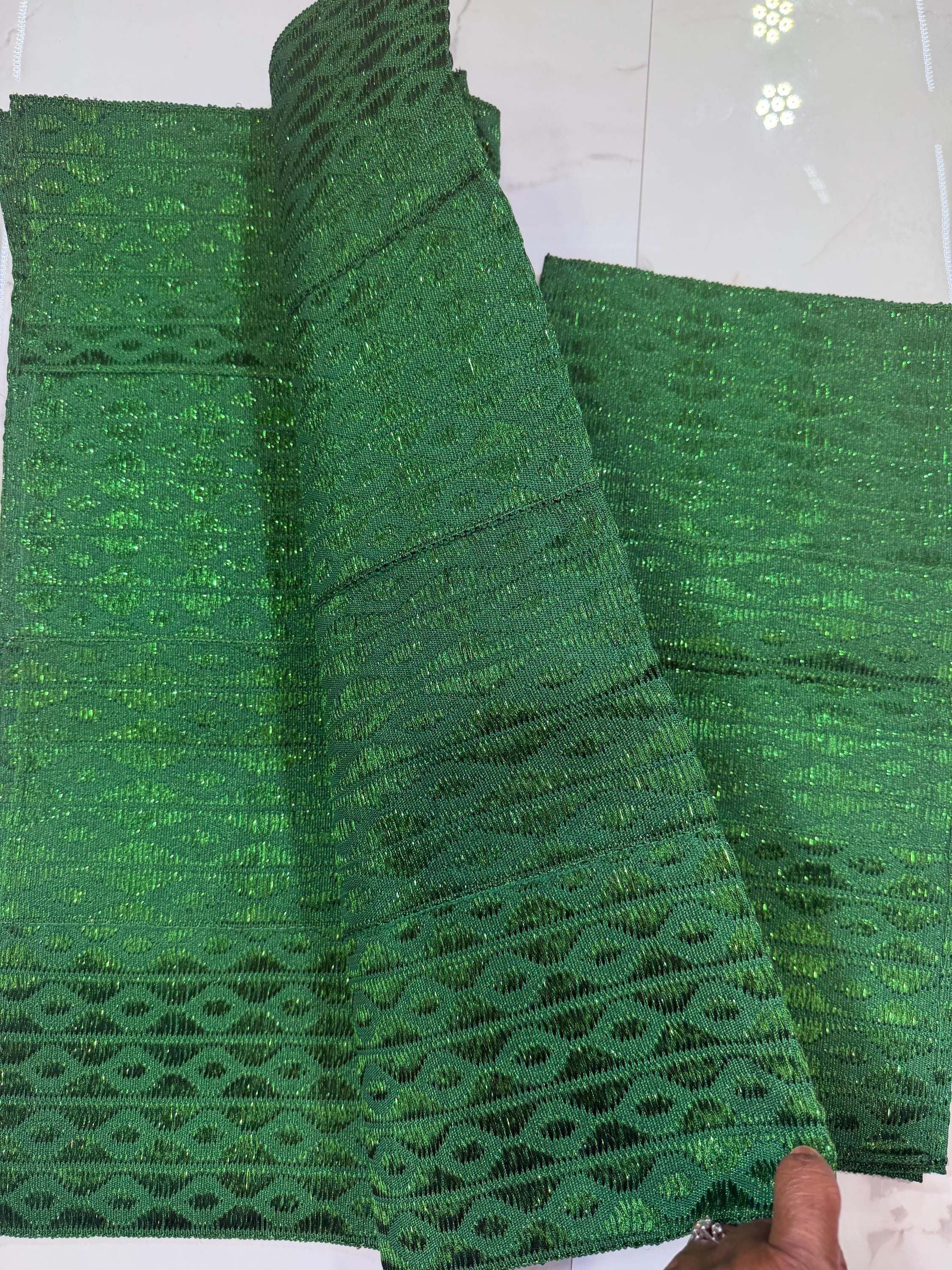 Emerald Green Aso Oke Gele Ipele Set | Yoruba Wedding Attire, Nigerian ...