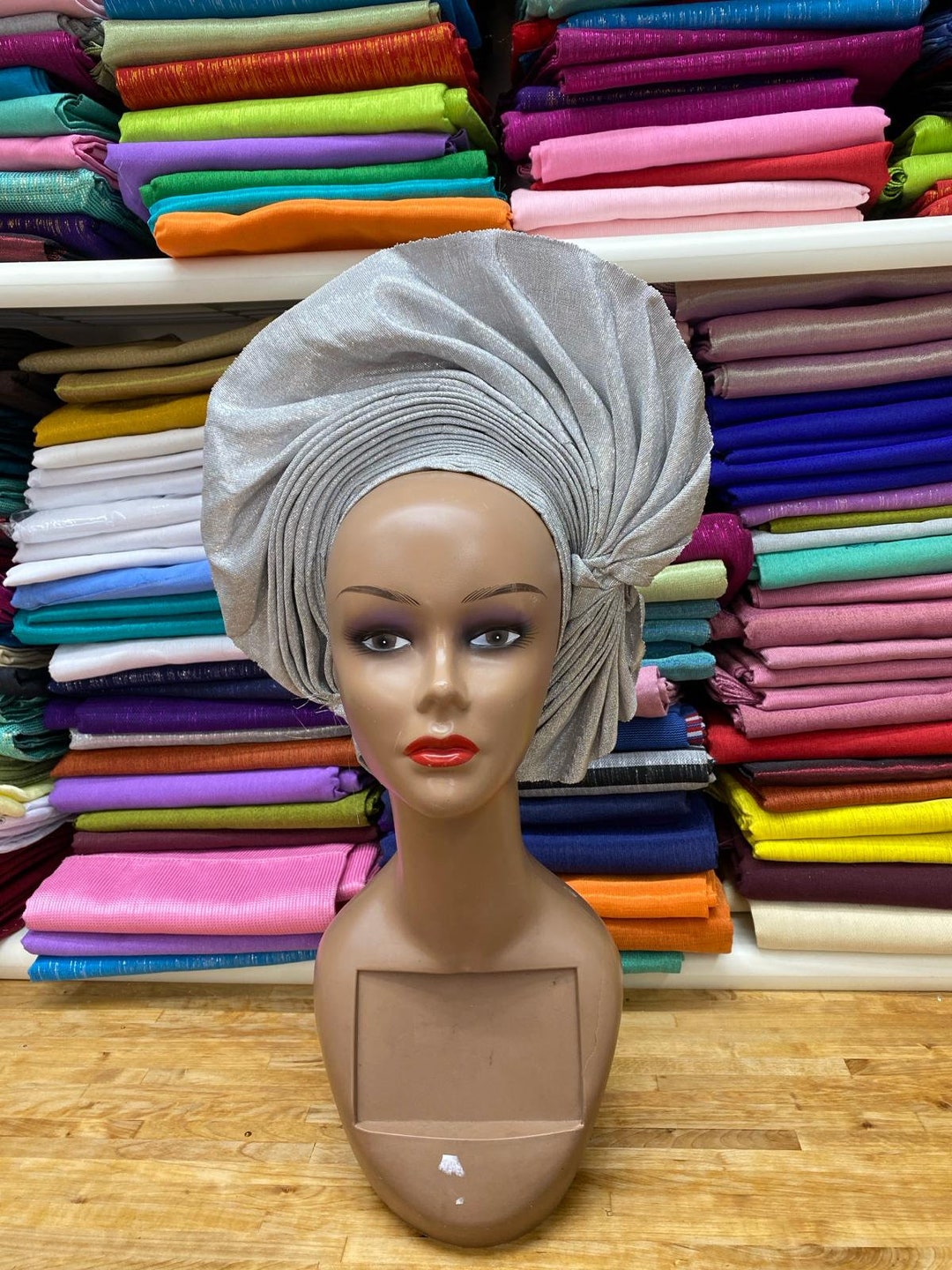 Silver Metallic Floral Gele Headwrap

ALL REASONABLE OFFERS ACCEPTED

GEL11 0326 Silver Auto Gele Ready to Wear, Damask Head Tie, Women Pre  main image 2