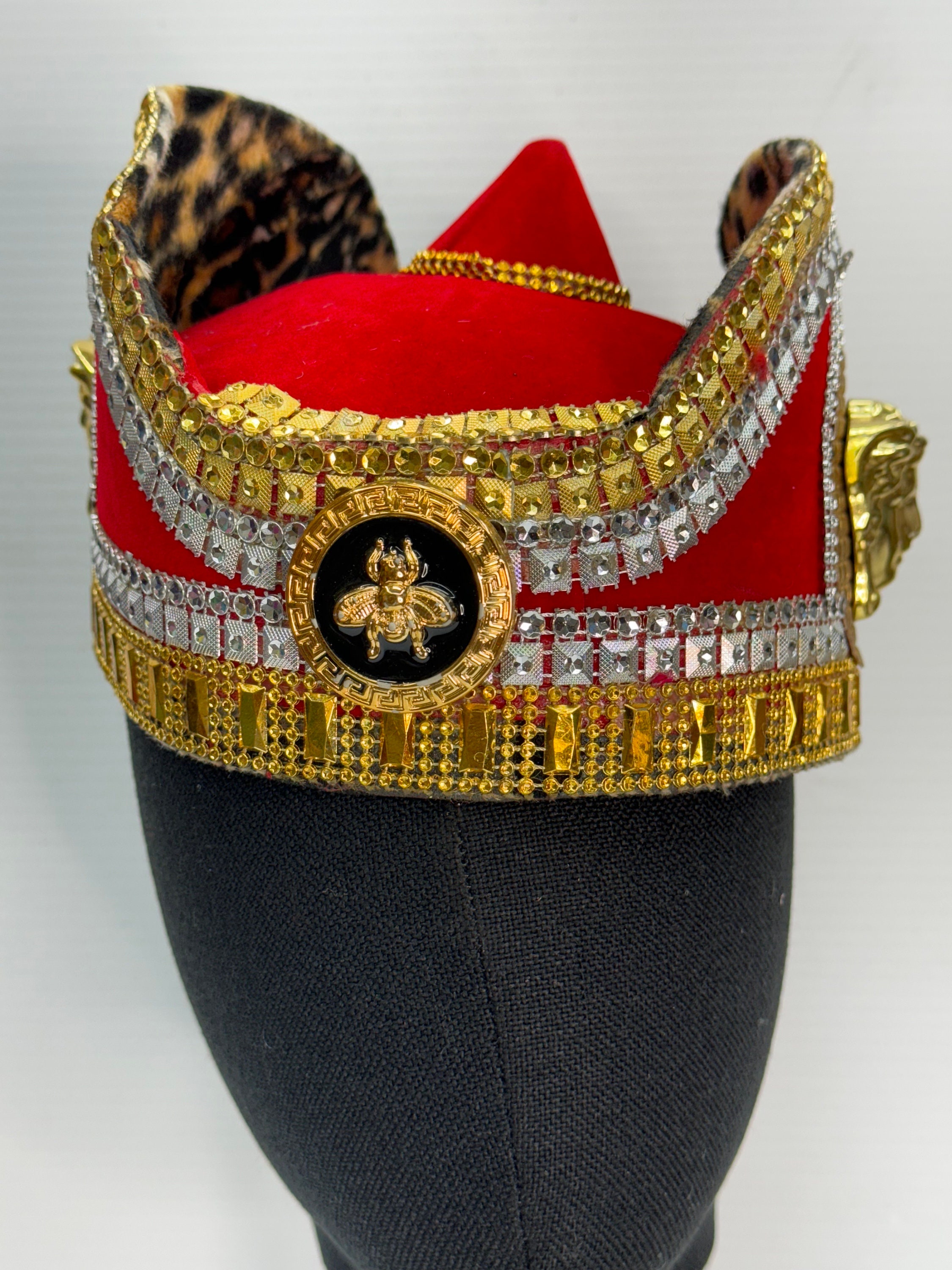 【大判】貴重＆希少！Jesters Cap／ 英版 Beaded Ozo Cap Velvet/suede Igbo Cap, Nigerian Men Hat