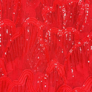 Red Luxury bridal beaded & Sequin lace, embellished beaded lace for prom, bridal wedding Also available in white, orange, blue Sold PER YARD