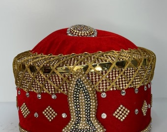 Velvet Igbo Ozo Cap: Royal African Wedding Attire