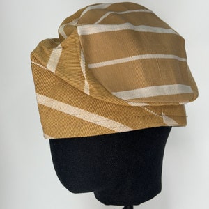 Striped Aso Oke Fila Cap – Yoruba Traditional African Hat for Men | Nigerian Handwoven Wedding Accessory